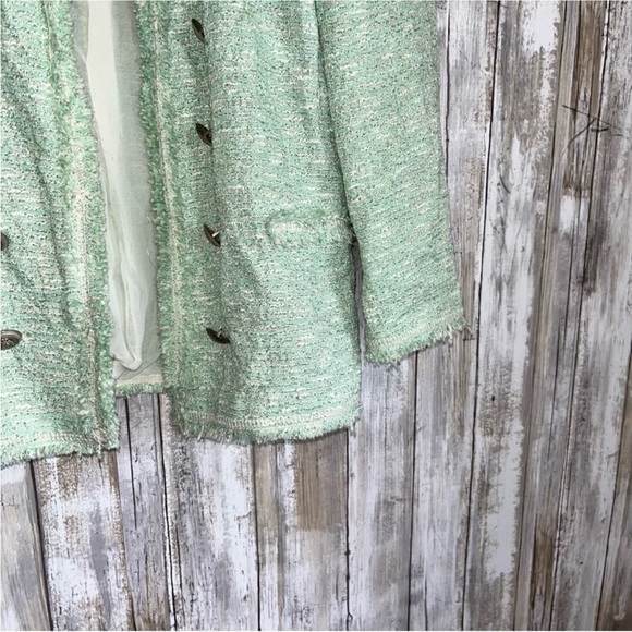 NWT Zara Fantasy Tweed Boucle Mint Button Blazer Rare - Picture 7 of 9